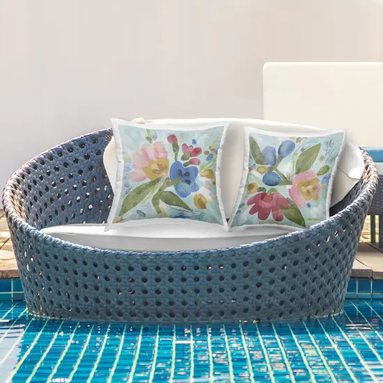 Stupell Industries Eclectic Flower Bundles 2pc Outdoor Printed Pillow Set design by June Erica Vess, 18 x 7 x 18 {3}