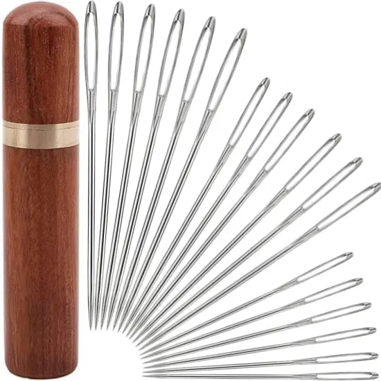 18 Pieces Large Eye Sewing Needles, Handmade Yarn Knitting, Sharp Stainless Steel Embroidery Thread Needle for Leather and Tapestry {1}