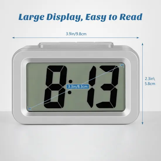Electric Digital Alarm Clock with LED Large Display, Battery Powered, Backlight & Snooze Function - Lightweight Plastic Design (Requires 2x AA Batteries) {2}