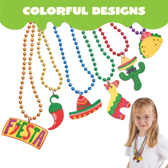 12 PCS Cinco de Mayo Fiesta Necklaces Bead- Mexican Birthday Party Favors Supplies Decorations, Luau Photo Props, Carnivals Event, Taco Tuesday {2}