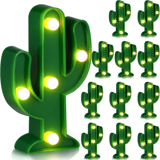 12 Pieces Western Party Decor Cactus Light Centerpieces Mexican Fiesta Party Decorations Night LED Tabletop Lamp Cactus Cute Mini Light for Bedroom Garden Home Cinco De Mayo Gift {1}
