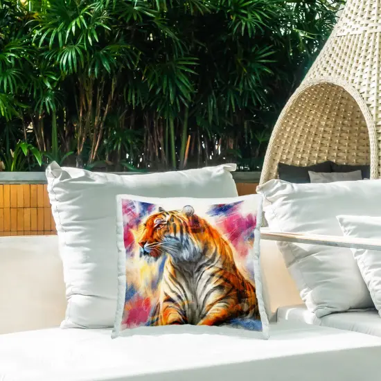 Stupell Industries Fierce & Elegant Tiger Outdoor Printed Pillow design by Kim Allen, 18 x 7 x 18 {2}