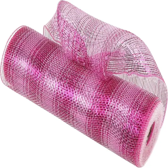 Pink Deco Mesh 10 Inch Valentine Hot Pink Mesh Ribbon Fabric Mesh Roll Decorative Mesh Wreath Supplies {4}