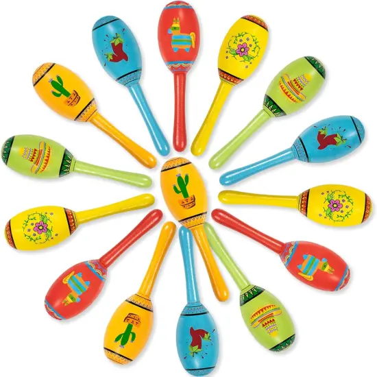 15Pcs Mexican Fiesta Party Favors Mini Wooden Maracas for Kids Mexican Fiesta Themed Birthday Baby Shower Cinco De Mayo Taco Tuesday Party Pinata Goodie Bag Stuffers Class Valentines Exchange Gifts {1}