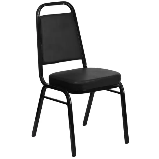 Emma and Oliver 4 Pack Trapezoidal Back Stacking Banquet Chair BlackVinyl/Black {2}