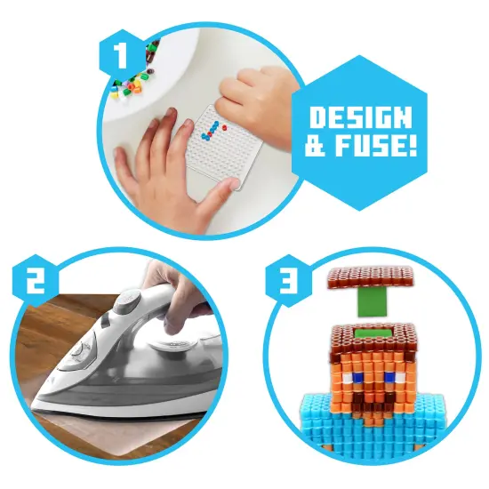 Tara Toy: 3D Pixel Creations - Minecraft - 2500 Beads Kit, DIY Your Own 3D Character Figure, Design-Fuse-Display, Building Art & Craft Set, Licensed {4}