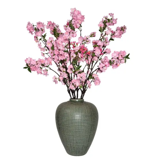 Camilla Silk Pink Cherry Blossom Branch &ndash; 33" Set of 3 | Artificial Cherry Blossom Stems with Realistic Bark and Blossoms | Faux Spring Floral D&eacute;cor for Home, Weddings, or Events {3}