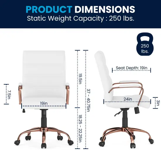 Merrick Lane Milano Contemporary Mid-Back Home Office Chair with Padded Arms {10}