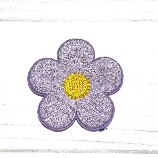 Flower embroidered patch Brown {6}