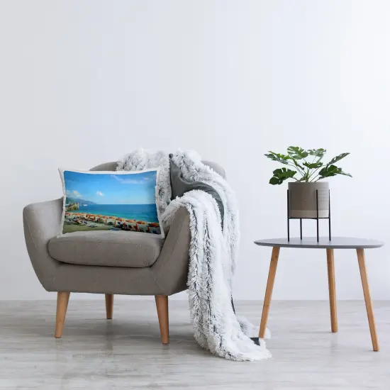 Summer Ocean Horizon Design by GraffiTee Studios Throw Pillow {2}
