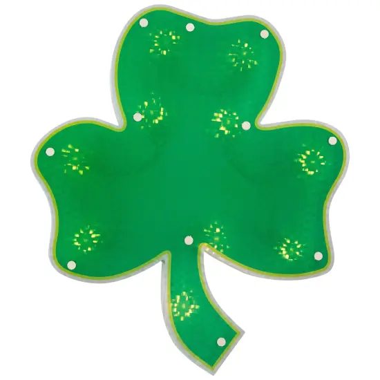 Northlight 14" Lighted Shamrock St. Patrick's Day Window Silhouette - Clear Lights Green {3}