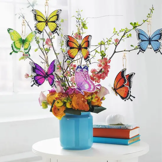 20 PCS Butterfly Diamond Painting Keychains Kit {5}