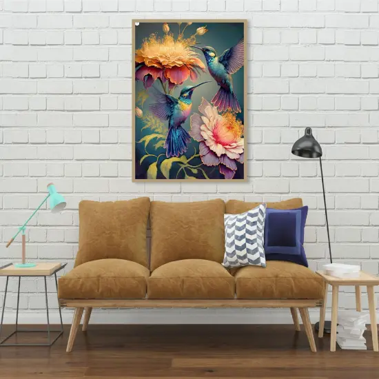 Diamond Art Kits for Adults - Hummingbird Flower Diamond Painting Kits DIY 5D Full Drill Diamond Dots Paintings with Diamonds Gem Art and Crafts for Home Decor 12x16 Inch {2}