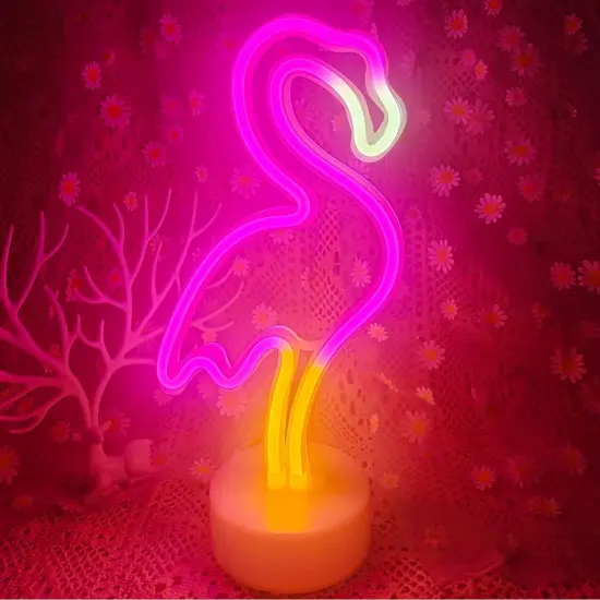 Summer Pink Flameon Tabletop Light Sign for Bedroom & Girls Room Decor - USB/Battery Operatingo LED Nion Night Light with Pedestal {3}