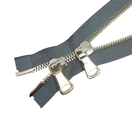 Zip Up 8MM Two Way Separating Open Bottom Zipper Gray Tape Brass Teeth {4}
