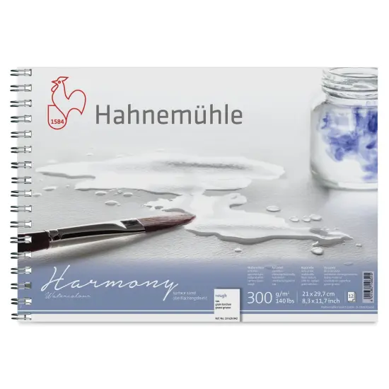 Hahnem&uuml;hle Harmony Wirebound Watercolor Pad - 8.3" x 11.7", Rough, 12 Sheets, 140 lb {1}