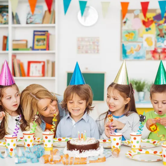 24PCS Jungle Animal Drinking Straws Reusable for Kids Forest Animal Theme Birthday Party Favors Supplies Decorations with 2 PCS Cleaning Brushes (Safari Jungle Animal) {5}