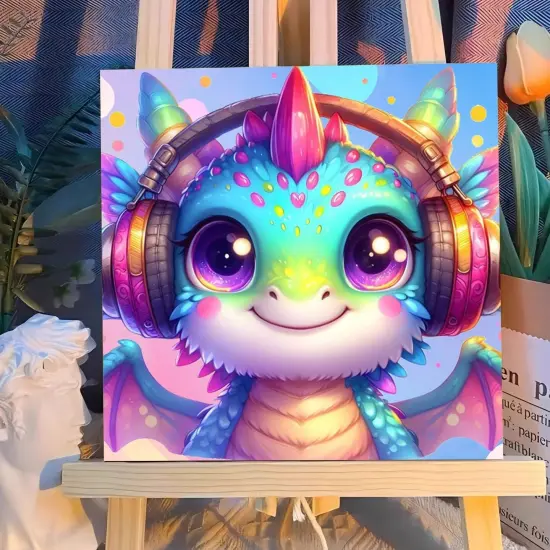 Paint by Numbers Kit for Kids with Frame, Dragon Paint by Number with Frame, Paint by Number Kids Age 5-8-12 for Gifts and Home Decor (8X8Inch) {3}