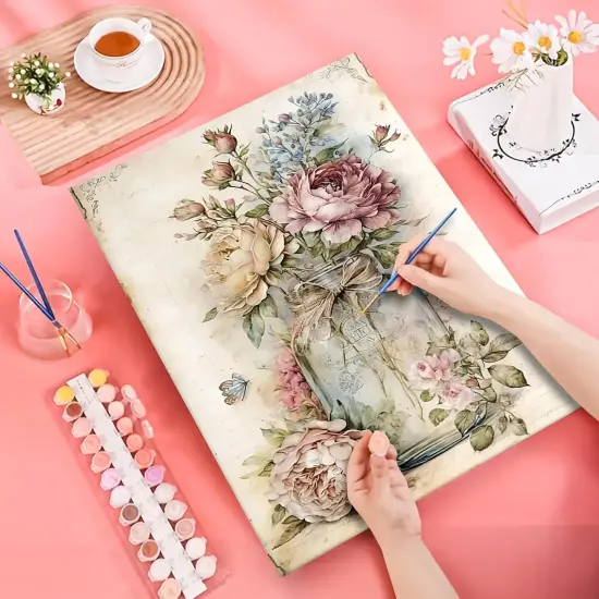 Paint by Numbers Kit for Adults Beginners, Flower DIY Easy Acrylic Oil Painting by Numbers on Canvas, Paint-by-Numbers Drawing Kits for Gift Home Wall Decor Without Frame 16x20in {2}