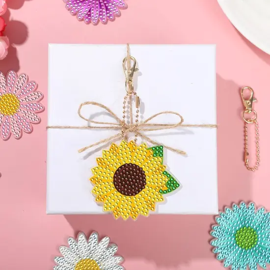 12 PCS Flowers Diamond Painting Keychains Kits {4}