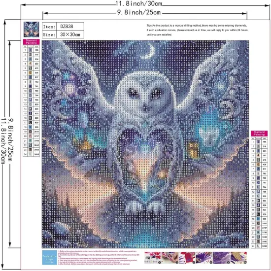 Owl Diamond Painting Kits for Adults-Starry Moon Diamond Art Kits for Adults, 5D Diamond Painting Kits Owl Castle for Adults,DIY Full Drill Paint with Diamond,Home Wall Decor 12 X 12inch {3}