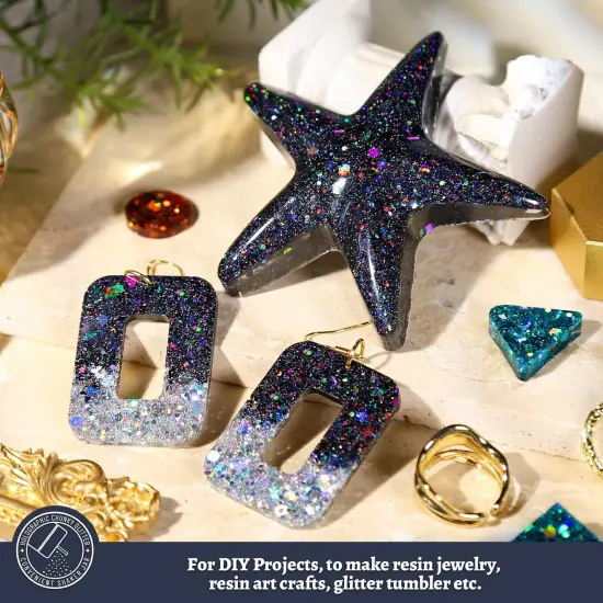 Black Glitter, Holographic Chunky Glitter, 160G/5.64OZ Glitter, Craft Glitter for Resin, Metallic Iridescent Chunky Fine Glitter Flake Bulk, Glitter for Nail Body, DIY Halloween Decorations {5}