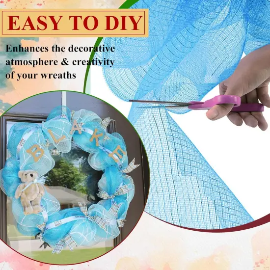 Blue Deco Mesh Ribbon, Decorative Mesh Roll {2}