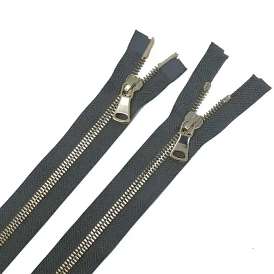 8MM Two Way Separating Open Bottom Zipper Gray Tape Brass Teeth 36" {1}