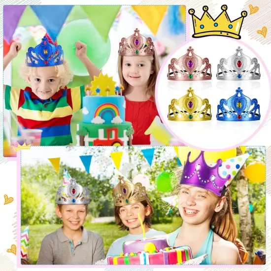 22 Pcs DIY Crowns Set Include 12 Pcs Foam Princess Crowns and 10 Pcs Crystal Diamond Sticker for Kids {5}