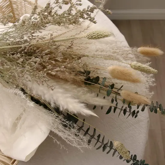 Dried Pampas Grass Boho Bouquet, Exquisite Lavender and Eucalyptus Dried Flower Arrangements for Western Boho Decor, Rustic Flowers {5}