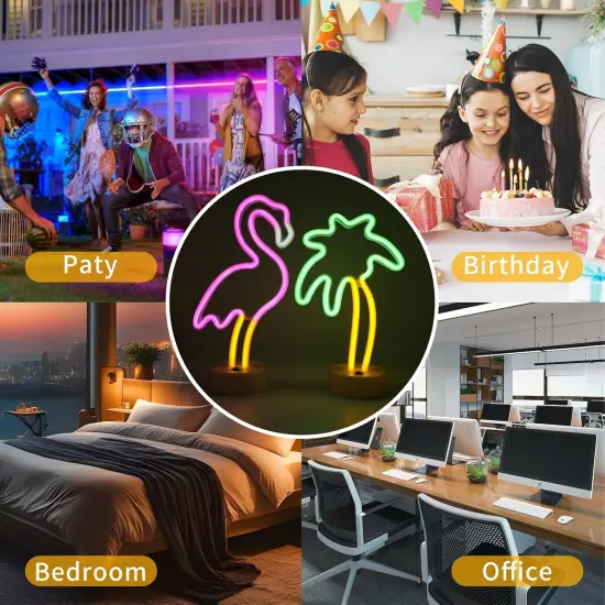 Summer LED Neon Yellow Lightning Bolt Tabletop Lamp &ndash; Battery Powered Night Light with White Base for Bedroom, Party, and Room D&eacute;cor {5}