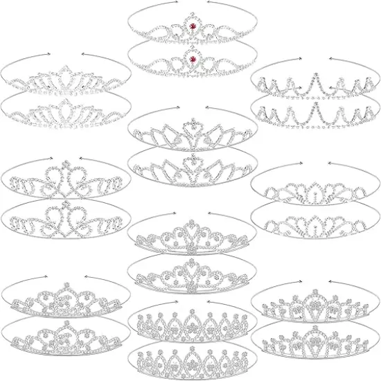 20 Pieces Girls Tiara Crown Silver Princess Crowns Girls Crystal Tiaras for Wedding Birthday Party {1}