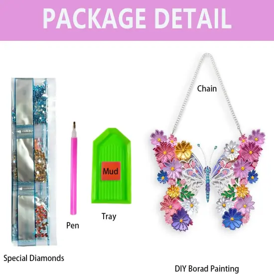 Diamond Painting Pendant Kit Butterfly, Special Crystal Diamonds Painting Ornament Kit for Adults, 9.8x8.5inch Acrylic Board Gem Painting Box Kit {4}