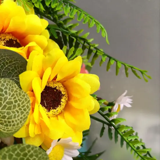 Summer 2PCS Artificial Sunflower Garland – Silk Sunflower Vine with Green Leaves and White Flowers for Home, Kitchen, Garden, and Wedding Arch Decor {3}