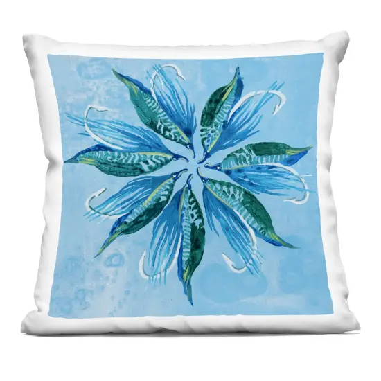 Stupell Industries Blue Flower Shape Design Decorative Printed Pillow design by Liz Jardine, 18 x 7 x 18 {1}