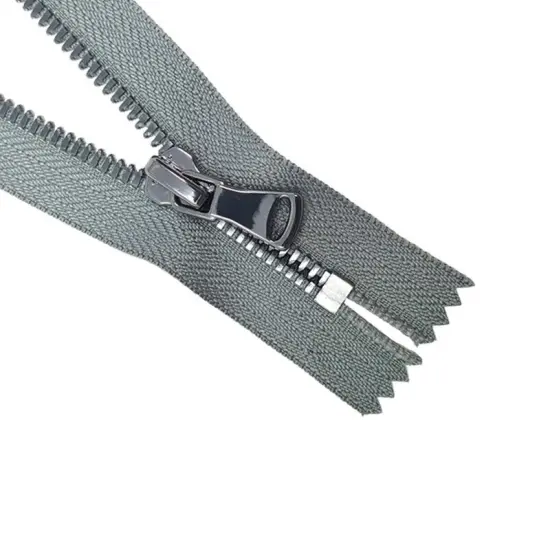 5MM One Way Non Separating Closed Bottom Zipper Gray Tape Gun Metal Teeth 7 Inches {4}