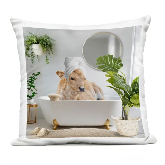 Stupell Industries Pampered Cow in Bath Outdoor Printed Pillow design by CAD Designs, 18 x 7 x 18 {1}