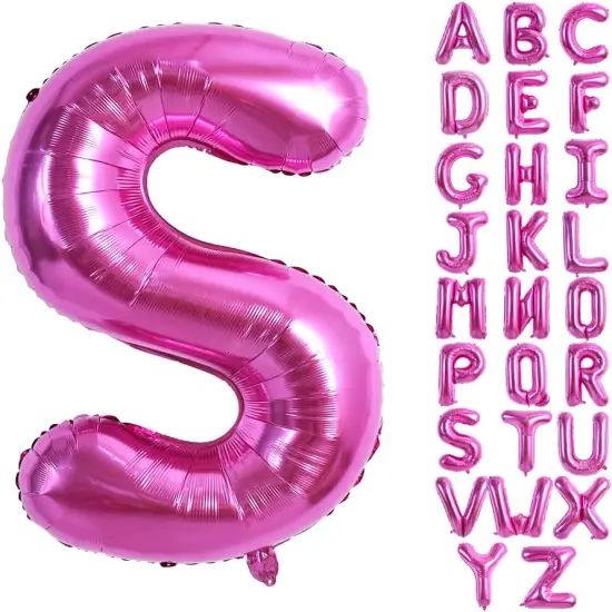 40 Inch Large Rose Red Letter S Balloons - Giant Hot Pink Alphabet Letter Balloons for Birthday Party Anniversary Supplies Decorations {1}