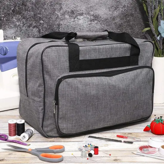 Gray Sewing Machine Carrying Case - Universal Tote Travel Bag Accessories Organizer Compatible with Most Standard Machines (18.1 x 9.4 x 12.2 Inch) Grey {2}