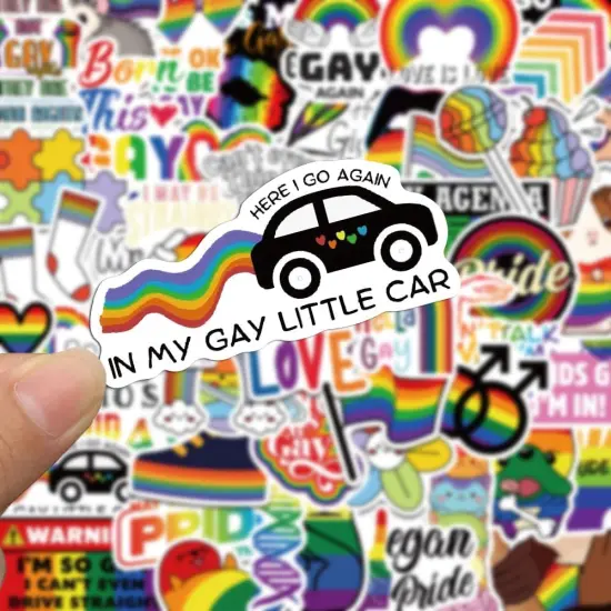 52PCS Pride Stickers Rainbow Stickers LGBTQ Vinyl Sticker Gay Graffiti Sticker for Laptop Pride Decorations Rainbow Accessories {3}