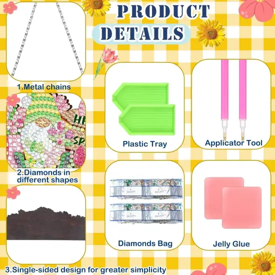 13 Pcs Interchangeable Diamond Painting Art Welcome Signs Truck Stand Table Decor DIY Holiday Seasonal Tiered Tray Decoration Diamond Art Ornament Kits with 12 Holiday Icons for Home Wall {2}