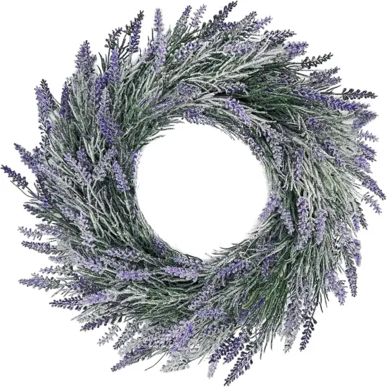 18 Inch Artificial Lavender Spring Wreath for Front Door Wall {1}