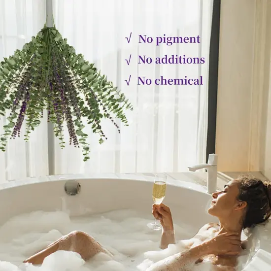 68 PCS Dried Eucalyptus Stems & Lavender Flowers Bundle for Shower,17'' Natural Real Live Eucalyptus Leaves & Aromatic Lavender Shower Plant, Mother's Day, Home Decoration,Fragrance {5}