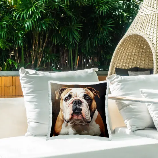 Stupell Industries Stoic Bulldog Portrait Outdoor Printed Pillow design by Tom Crehan, 18 x 7 x 18 {2}
