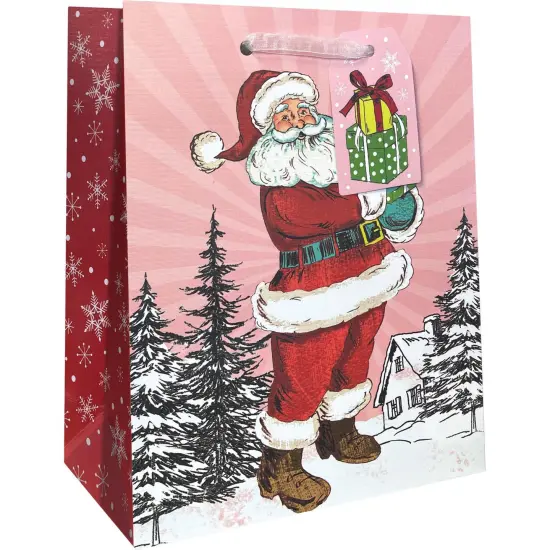 Pack/6: Retro Santa Gift Bag - 8 x 4 x 10" {1}