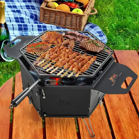 3-in-1 Portable Hibachi Charcoal Grill Carbon Steel & Stainless Steel {5}