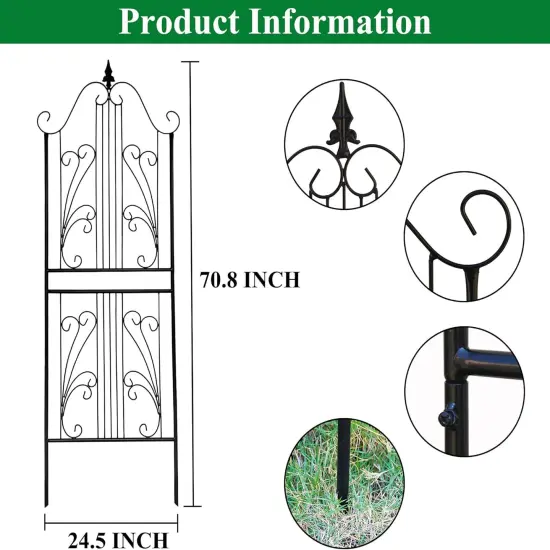 1 Pack 70.8" H x 24.5" W Garden Trellis for Climbing Plants Outdoor {2}
