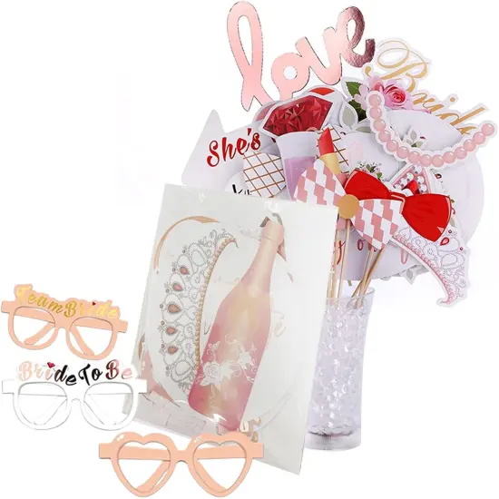 Wedding Photo Booth Props, Bachelorette Party Decorations, Engagement Party Decorations in Rose Gold, Pink with Glitter 23 pcs Pre-Assembled Funny Props Welcome to Seller Assistant Please log in to your account to start working Log in {3}