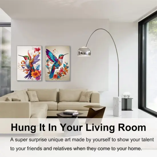 Paint by Numbers Kit for Adults - 2 Pack Hummingbird Adults' Paint-by-Number Kits - Acrylic Easy Paint by Numbers framed - Adult Paint by Number Kits on Canvas Arts and Crafts for Adults 8x12inch {3}