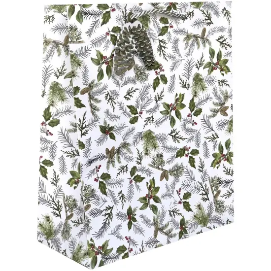 Pack/6: Glistening Pine Gift Bag - 10 x 5 x 12-1/2" {1}